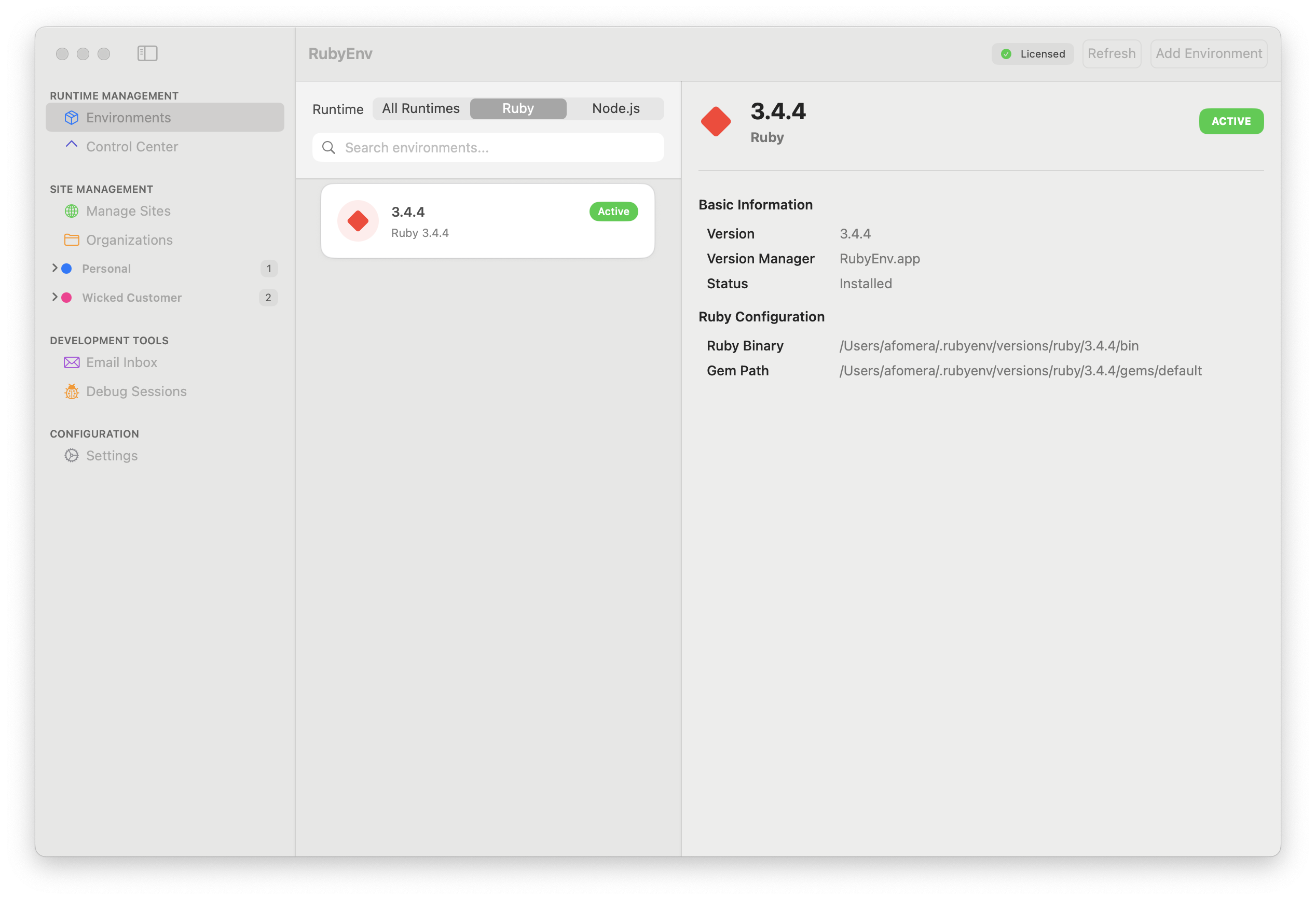 RubyEnv Runtime Environments
