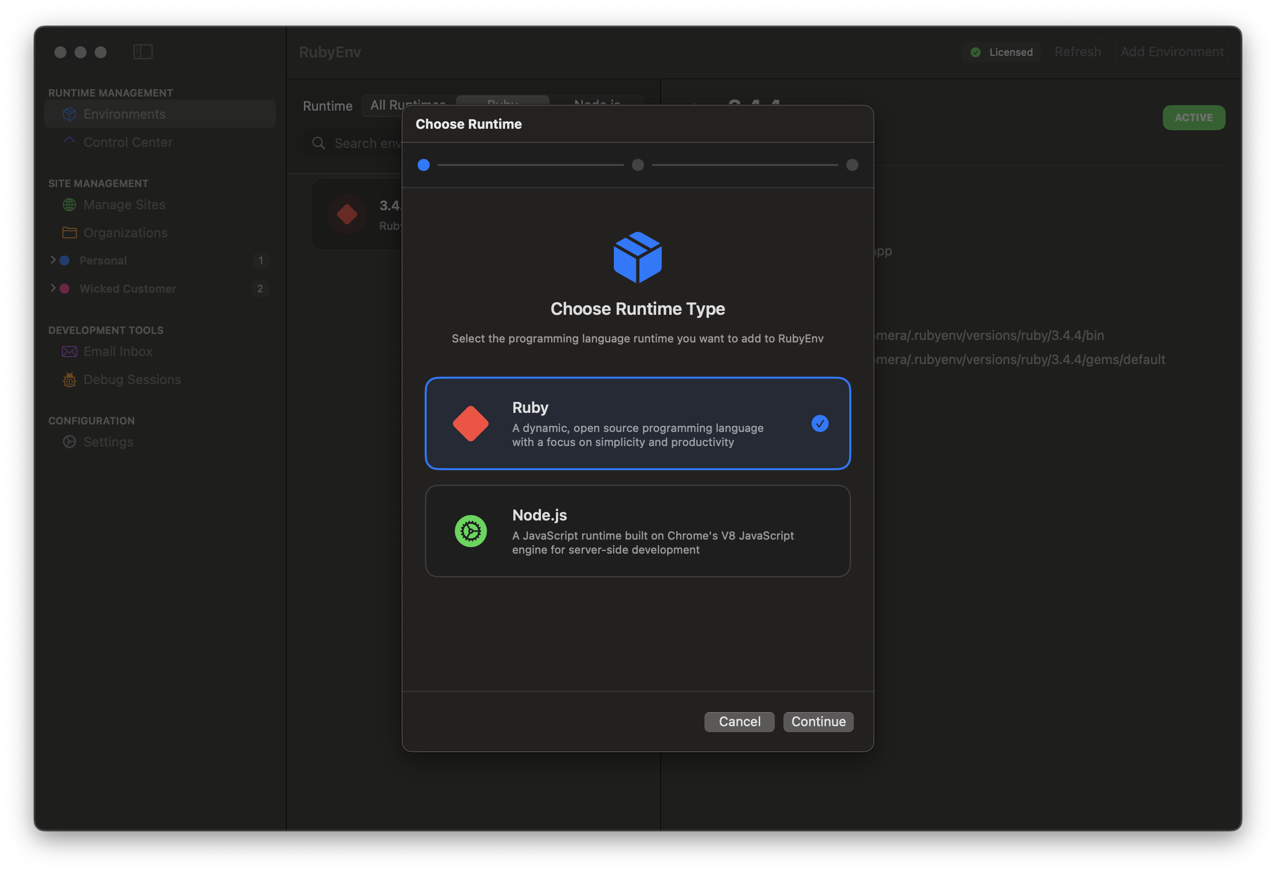 Choose Runtime
